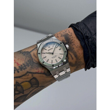 Custom Seiko Mod • White Waffle Premium AP Royal Oak (Blue AR Sapphire) Automatic Watch • 37mm
